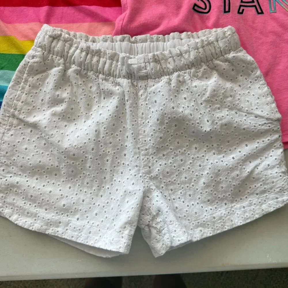 Girls Summer Clothes Lot 3pc Cat & Jack Eyelet Shorts Garanimals Athletic Works